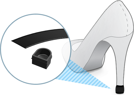 shoe diagram with heel tip magnified