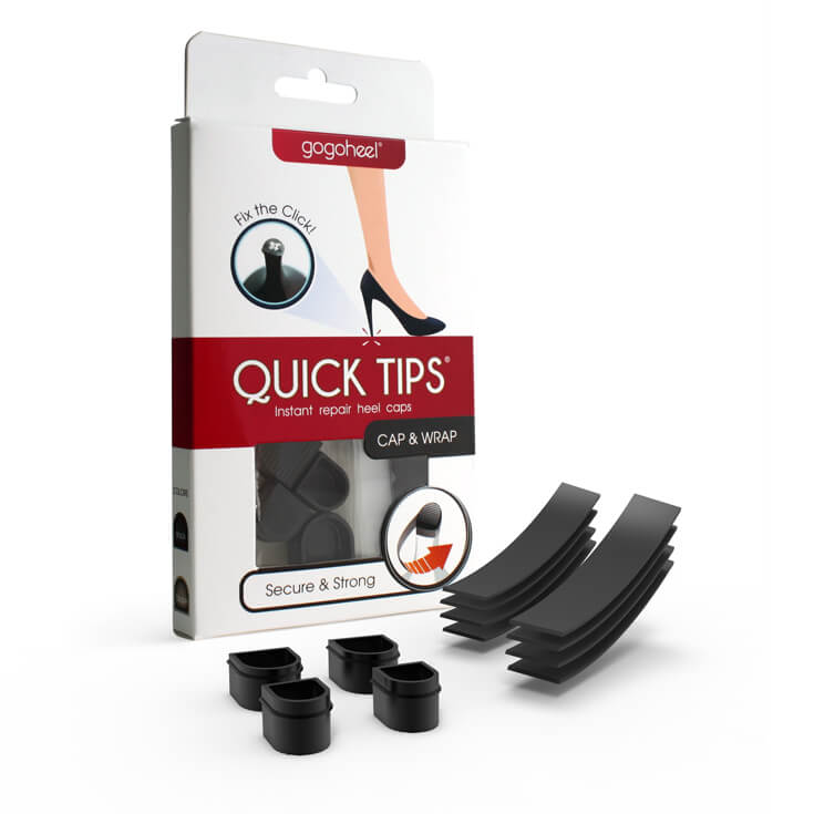 QUICK TIPS Cap & Wrap Heel Repair Kit, 2 Pairs SM - Black