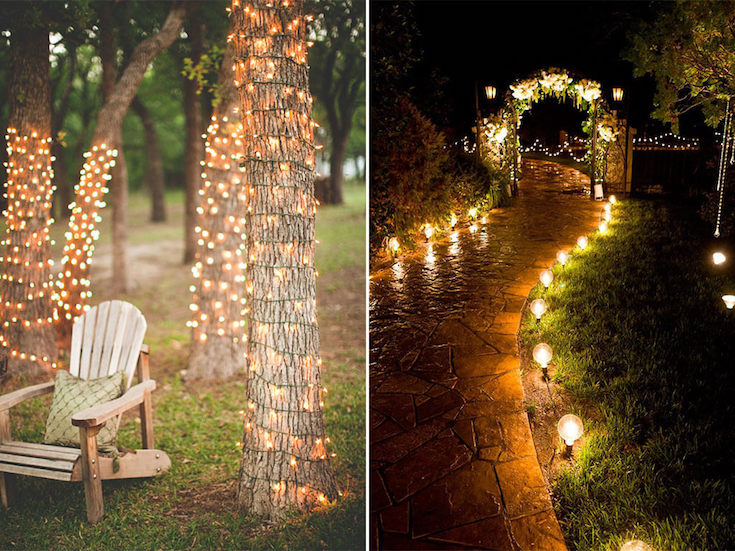 lighting paths for outdoor wedding