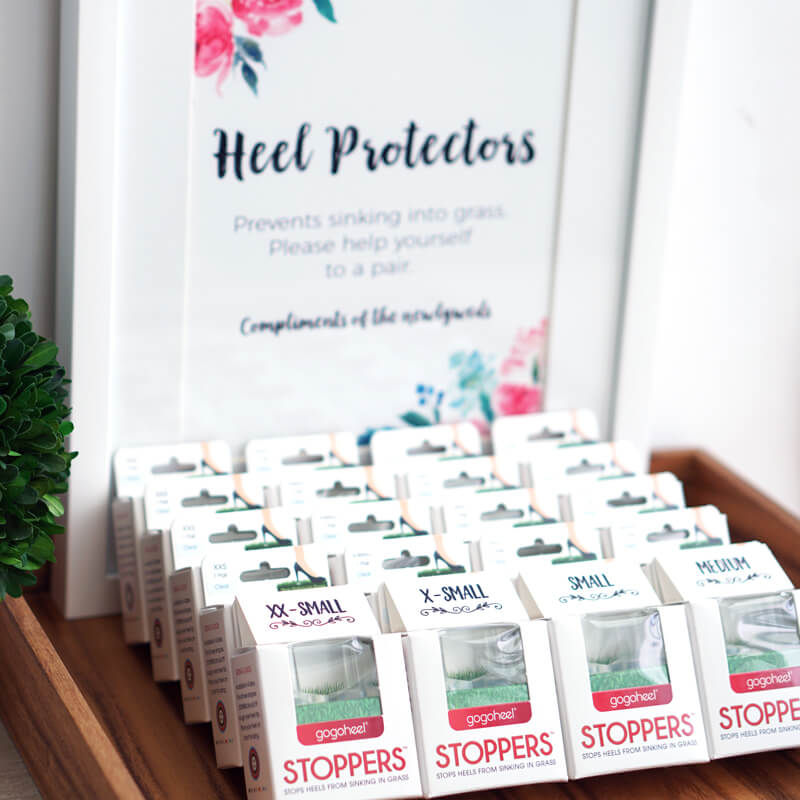 Heel Protectors to prevent sinking into grass at outdoor weddings