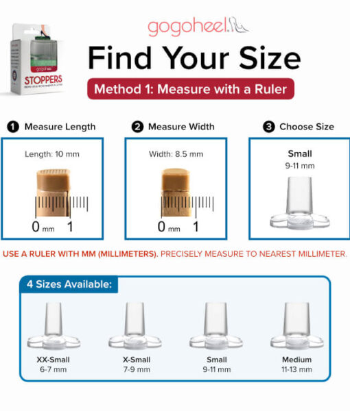 GoGo Heel STOPPERS Sizing Chart (ruler measurement)